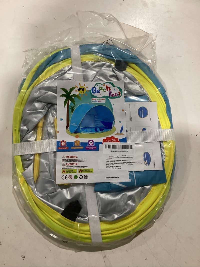 Condition photo showing As Is for Monobeach Baby Beach Tent Pop Up Portable Shade Pool UV Protection Sun Shelter for Infant 01 Blue Baby Beach Tent