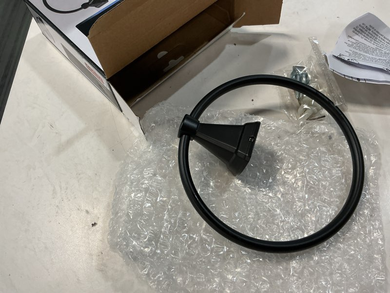Condition photo showing Good Condition for delta flynn matte black wall mount single towel ring