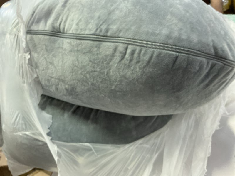 Condition photo showing As Is for momcozy pregnancy pillows for sleeping, u shaped full body pillow for pregnancy women with removable jersey cotton cover, 57 inch maternity pillow, grey jersey knit cotton- gray