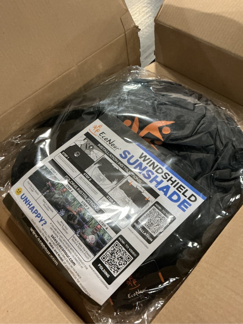 Condition photo showing Good Condition for econour rv windshield sunshade | reflective rv windshield cover for uv rays & heat protection, keeps your rv motorhome cool | shades for rv fits rvs, trucks, motorhomes, buses | xxxxx-large 102"x51"