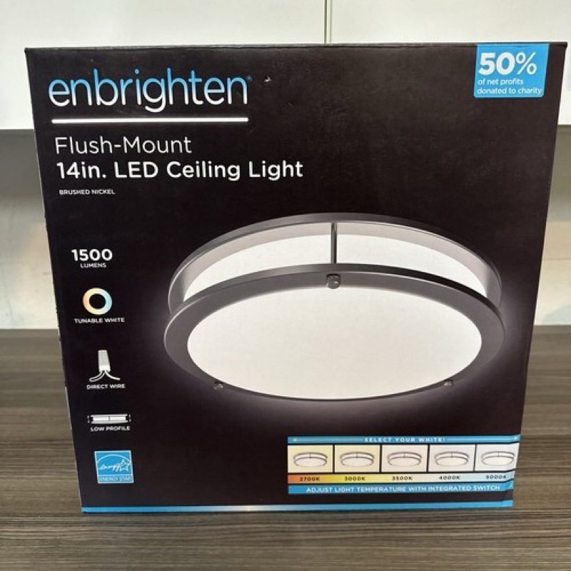 Enbrighten Double Ring Flush Mount Light Fixture, 14 inches