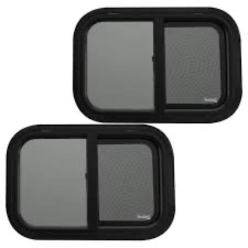 Dulepax Horizontal RV Window, 21" W x 14" H Tinted Slide Trailer Window, Tempered Glass Camper Windo