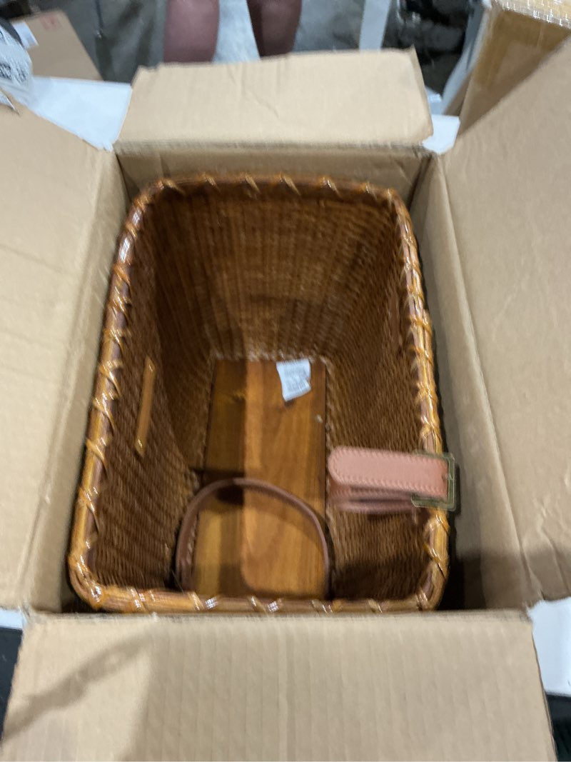 Condition photo showing Good Condition for bike basket, handmade rattan bicycle baskets, front bike baskets for women’, retro style bike baskets for adult bikes brown