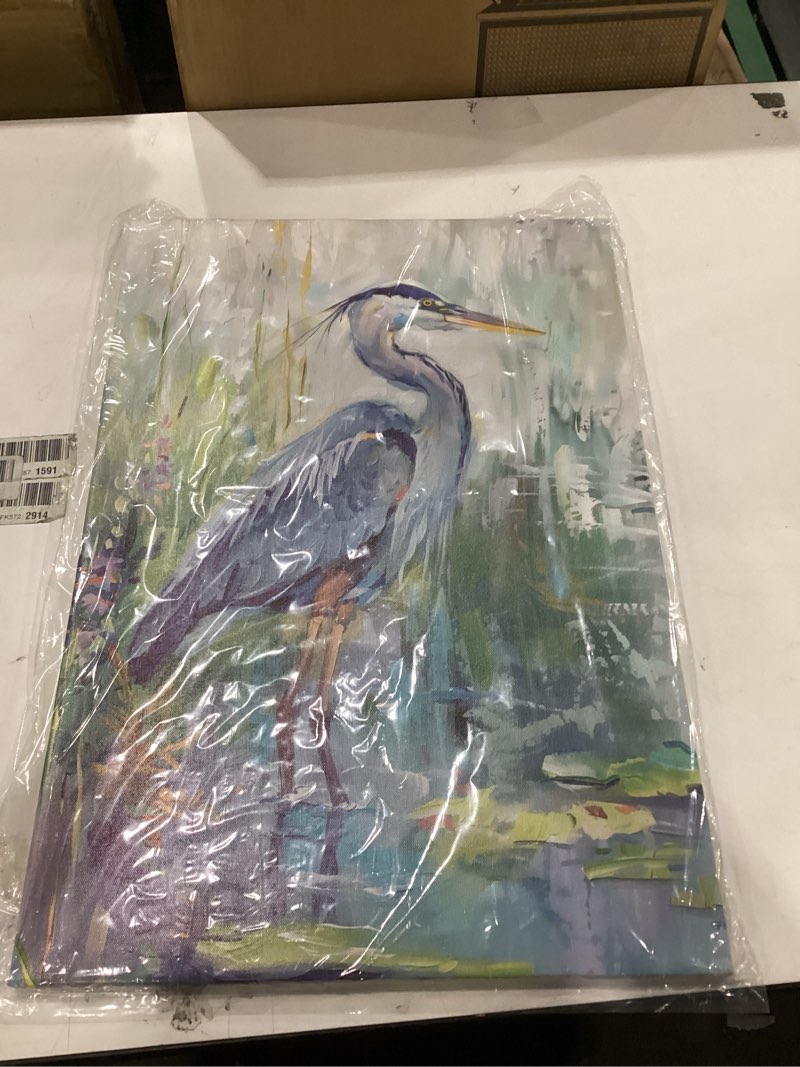 Condition photo showing New/Like New for SWQYLB Blue Heron Pictures Wall Art Sea Bird Canvas Print Beach Animal Painting Coastal Sea Shore Bathroom Decor Framed (Green, (16.00" x 24.00")) Green 24"L x 16"W
