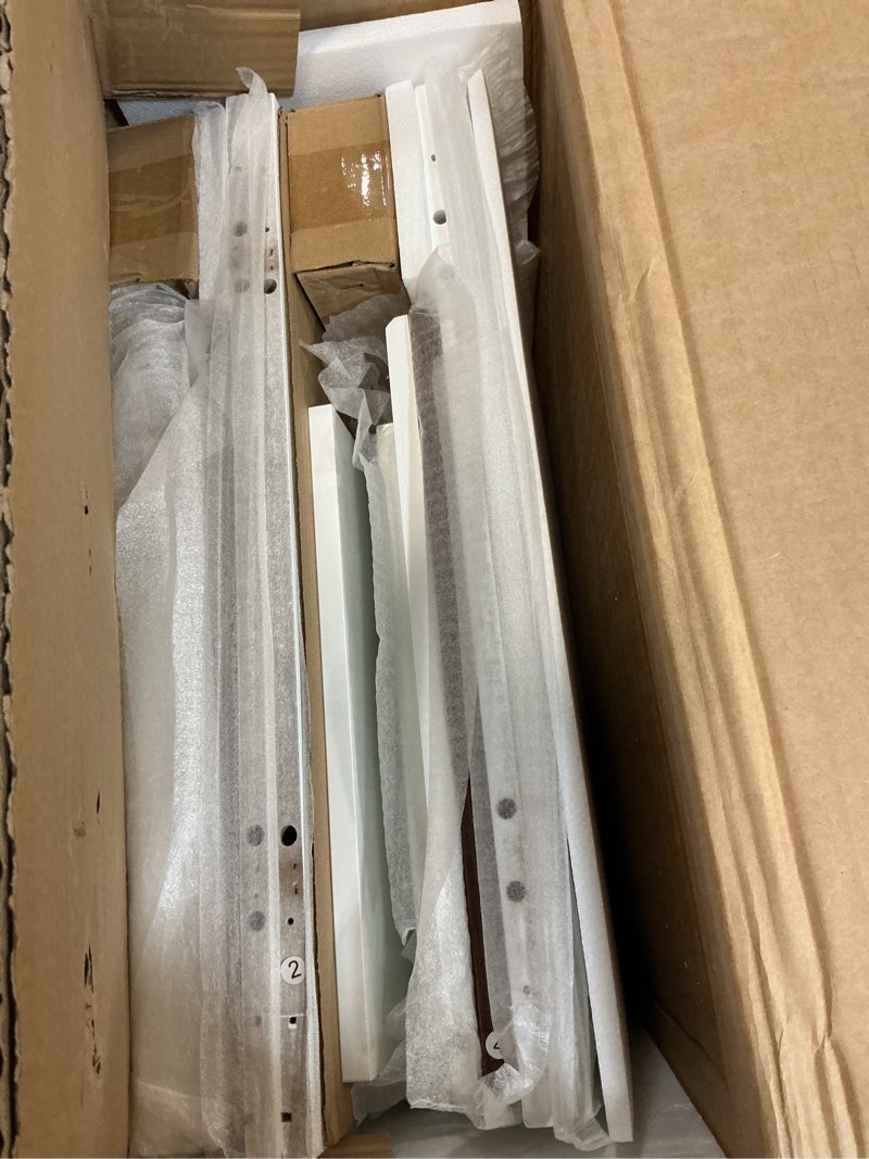 Condition photo showing Good Condition for choochoo farmhouse end table set of 2 with charging station, nightstand with adjustable shelf and glass door, white side table for living room, bedroom white 2