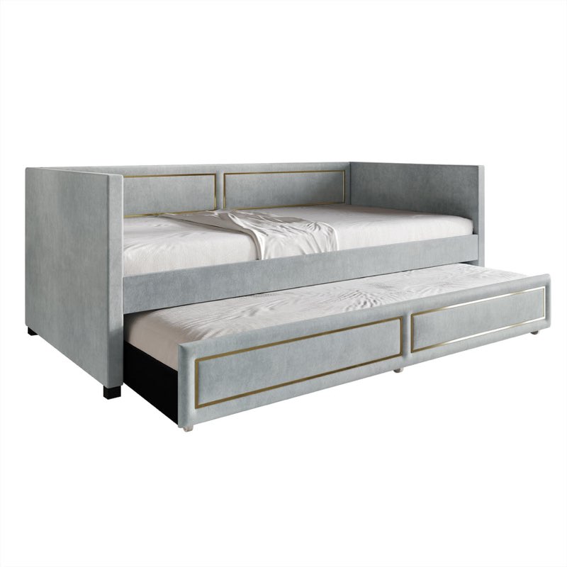 (( similar Incomplete only part)) CraftPorch Deluxe Velvet Upholstered Twin Size Daybed with Trundle Blue
