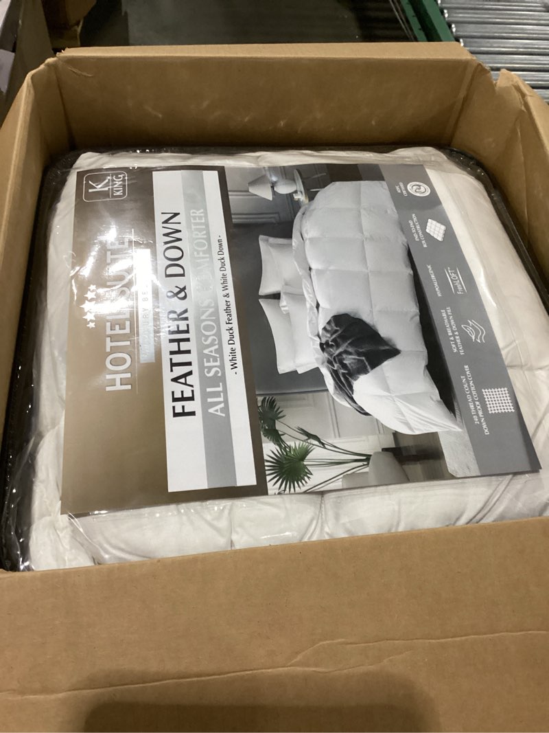 Hotel Suite Feather Down Comforter, Natural Fluffy Duvet Insert, Luxurious Hotel Collection Quilts, 