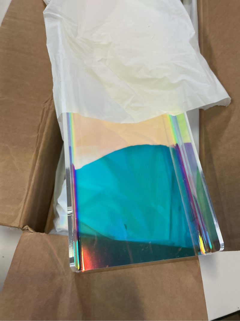 Condition photo showing New/Like New for upsimples acrylic shelves for wall decor, 15" display shelf for perfume, skincare, nail polish, wall organizer for bathroom, bedroom, living room, playroom, kids bookshelf, iridescent, 4 pack 4 iridescent