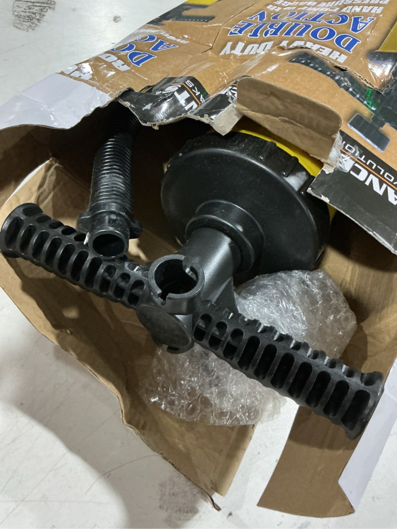 Condition photo showing As Is for advanced elements double action pump w/pressure gauge not specified