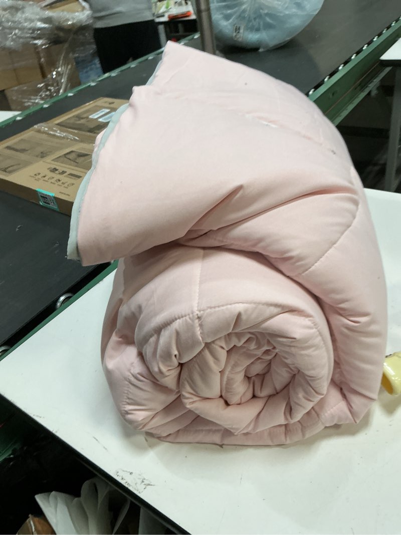 Condition photo showing Good Condition for Cosybay Down Alternative Comforter (Pink/Light Grey, Queen) - All Season Soft Quilted Queen Size Bed Comforter - Duvet Insert with Corner Tabs - Winter Summer Warm Fluffy, 88x92inches Queen Pink/Light Grey