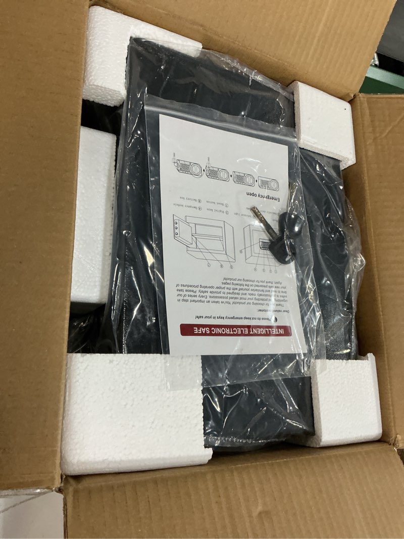 Condition photo showing Good Condition for 1.2 cub small fireproof safe for home, personal fire safe box with digital keypad key and removable shelf, small security box for money firearm medicine valuables 1.2 cuft