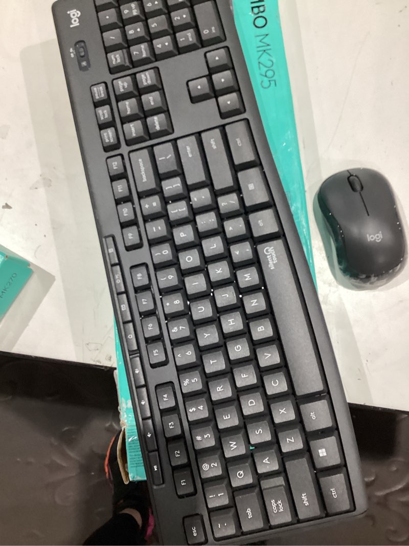 Condition photo showing Good Condition for logitech mk295 wireless mouse & keyboard combo with silenttouch technology, full numpad, advanced optical tracking, lag-free wireless, 90% less noise - graphite