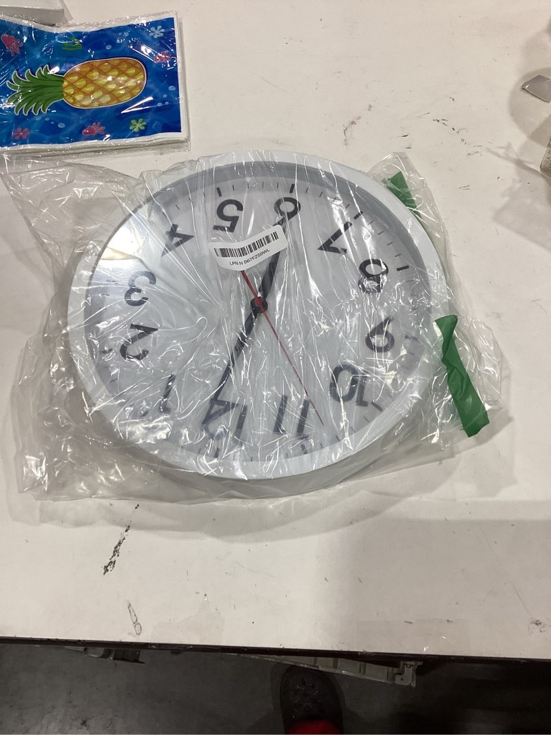 Condition photo showing New/Like New for AKCISOT 12 Inch Wall Clock Silent Non Ticking Modern Wall Clocks Battery Operated, Analog Classic Clock Decorative for Bedroom, Kitchen, Home Office, Bathroom, School, Living Room (White) C_white 12 Inch