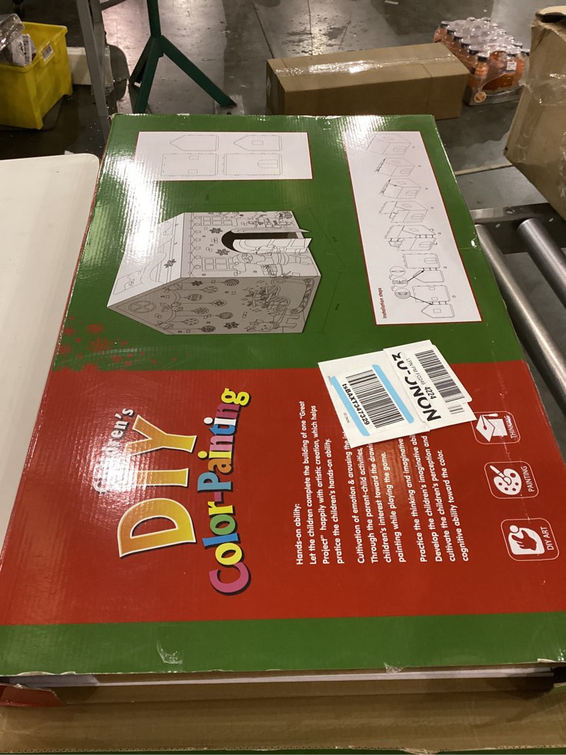Condition photo showing As Is for Christmas Playhouse Huge Snowman Gingerbread Cardboard House DIY Coloring Playhouse Large Art Craft Cardboard Fort Indoor Outdoor for Toddlers Boys Girls Decoration Personalized Gift 32" X 26" X 41"