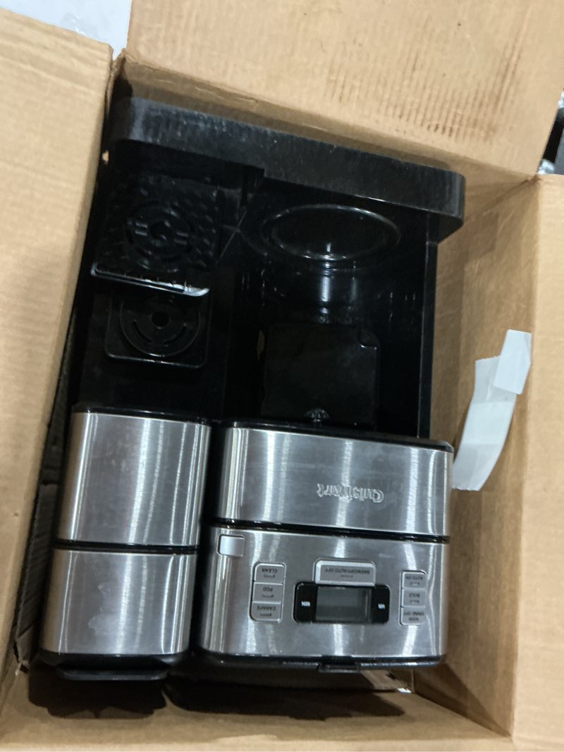 Condition photo showing As Is for Cuisinart Coffee Center Grind and Brew Plus, Built-in Coffee Grinder, Coffeemaker and Single-Serve Brewer with 6oz, 8oz and 10oz Serving Size, Black/Silver, SS-GB1NAS 12-Cup Glass Grind & Brew Plus Stainless