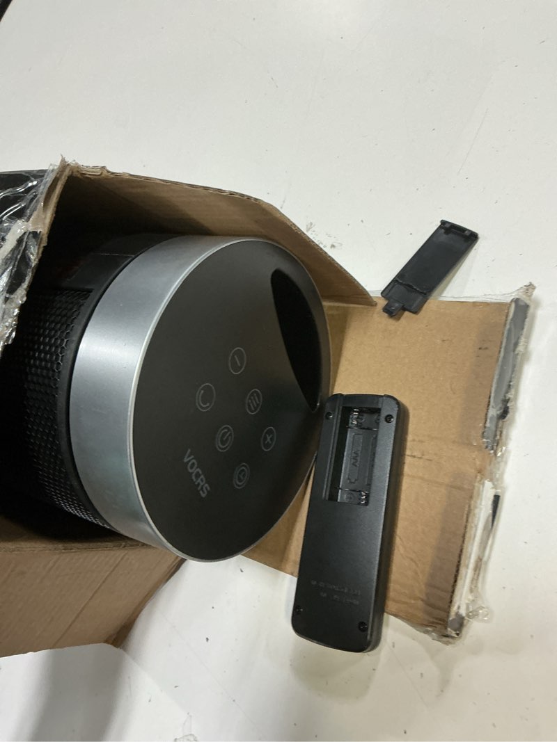 Condition photo showing As Is for space heater for indoor use with remote - 70° oscillating tower electric heater, 24 inchs, 12h timer, 1500w quiet ptc ceramic heating with thermostat, fast safety heat for office, home, bedroom