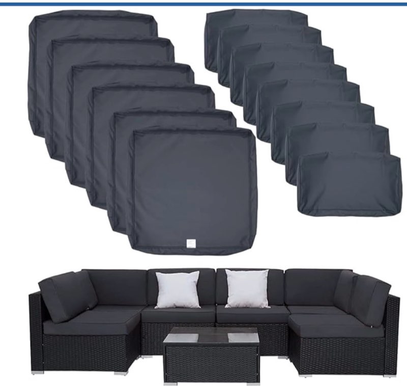 12 Pack Outdoor Patio Cushions Pillows Replacement Covers Fit for 7 Pieces 6-Seater Wicker Rattan Furniture Conversation Set Sectional Sofa Chair Seating,Water-Resistant Fadeless,Burgundy-Covers Only