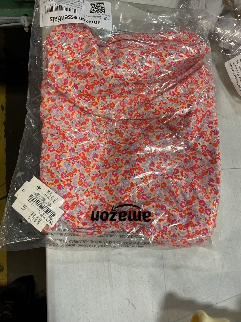 Condition photo showing New/Like New for Amazon Essentials Women's One-Piece Coverage Swimsuit (Available in Plus Size) Large Pale Peach Micro Floral