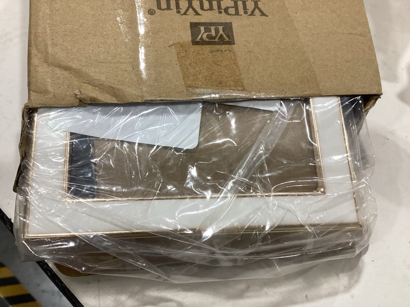 Condition photo showing Good Condition for yipinyin 4x6 white enamel picture frames with metal gold plated edge,hd-real glass & velvet back,for countertop,tabletop display,bookshelf,desk,wall décor,photo gallery. 4x6inch 2pk white