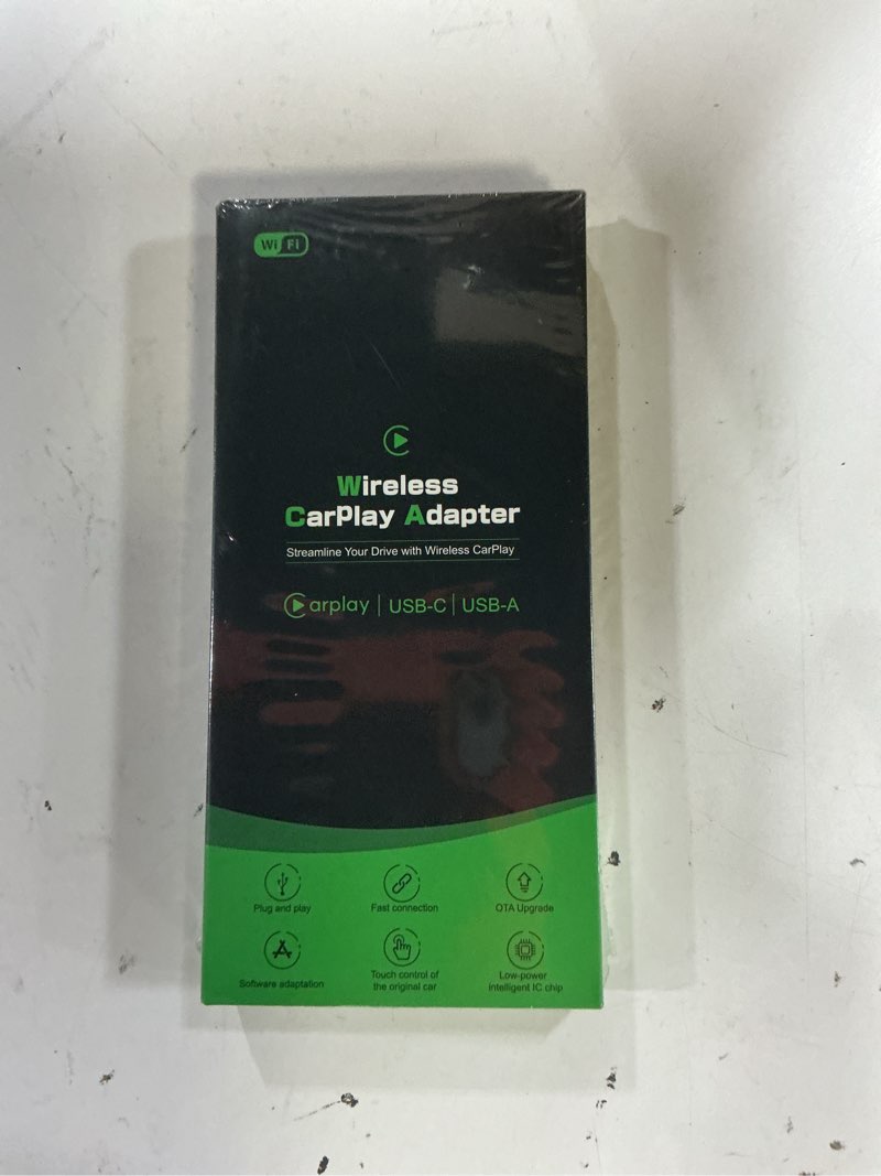 Condition photo showing New/Like New for wireless carplay adapter for apple - 2025 slim edition, plug & play connection converts factory wired to wireless carplay adapter for iphone carplay dongle for ios 10+ (black)