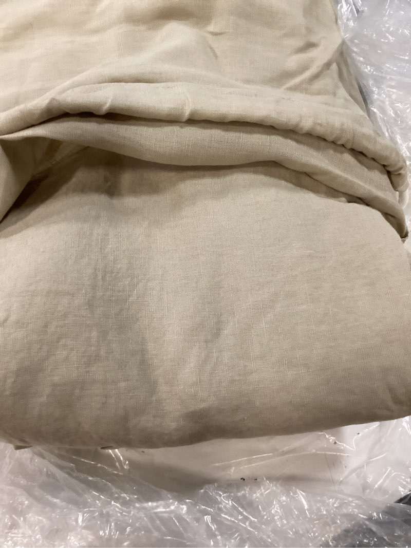 Condition photo showing As Is for european linen duvet cover, king/cal king, toffee