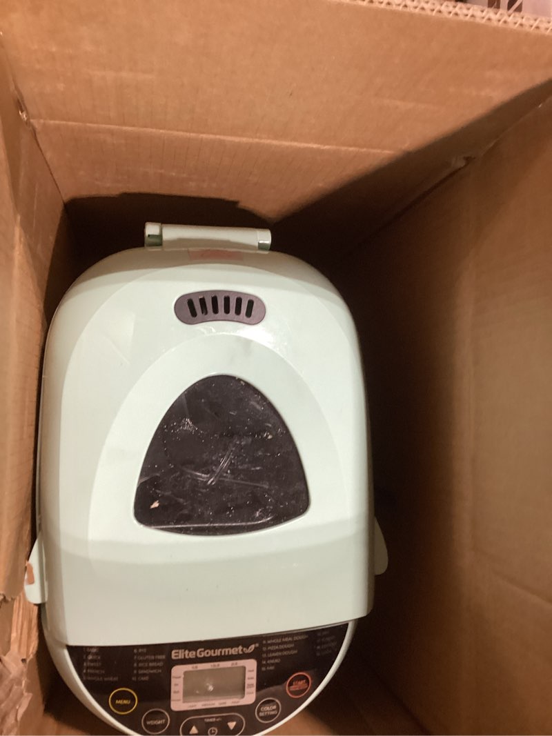 Condition photo showing Good Condition for Elite Gourmet EBM8103M Programmable Bread Maker Machine 3 Loaf Sizes, 19 Menu Functions Gluten Free White Wheat Rye French and more, 2 Lbs, Mint