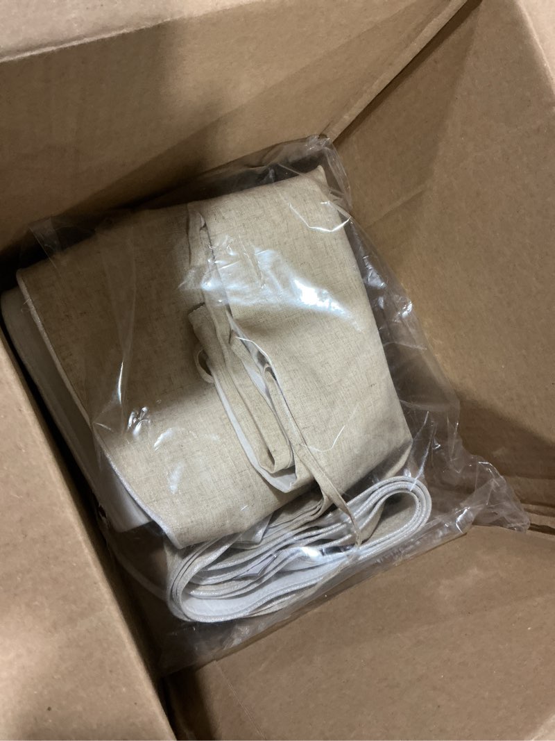 Condition photo showing Good Condition for SARO LIFESTYLE Linen Christmas Tree Skirt – Toscana Collection – Natural with Silver Piping – Classic Holiday Farmhouse Décor, 56", Silver Silver 56"