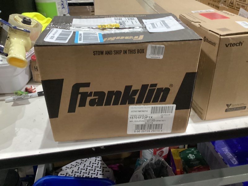 Condition photo showing New/Like New for Franklin Sports NFL Youth Football Uniform Set for Boys & Girls - Includes Helmet, Jersey & Pants with Chinstrap + Numbers