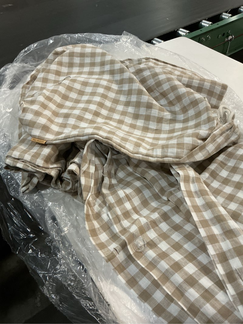 Condition photo showing Good Condition for quince european linen duvet cover cafe gingham size full/queen