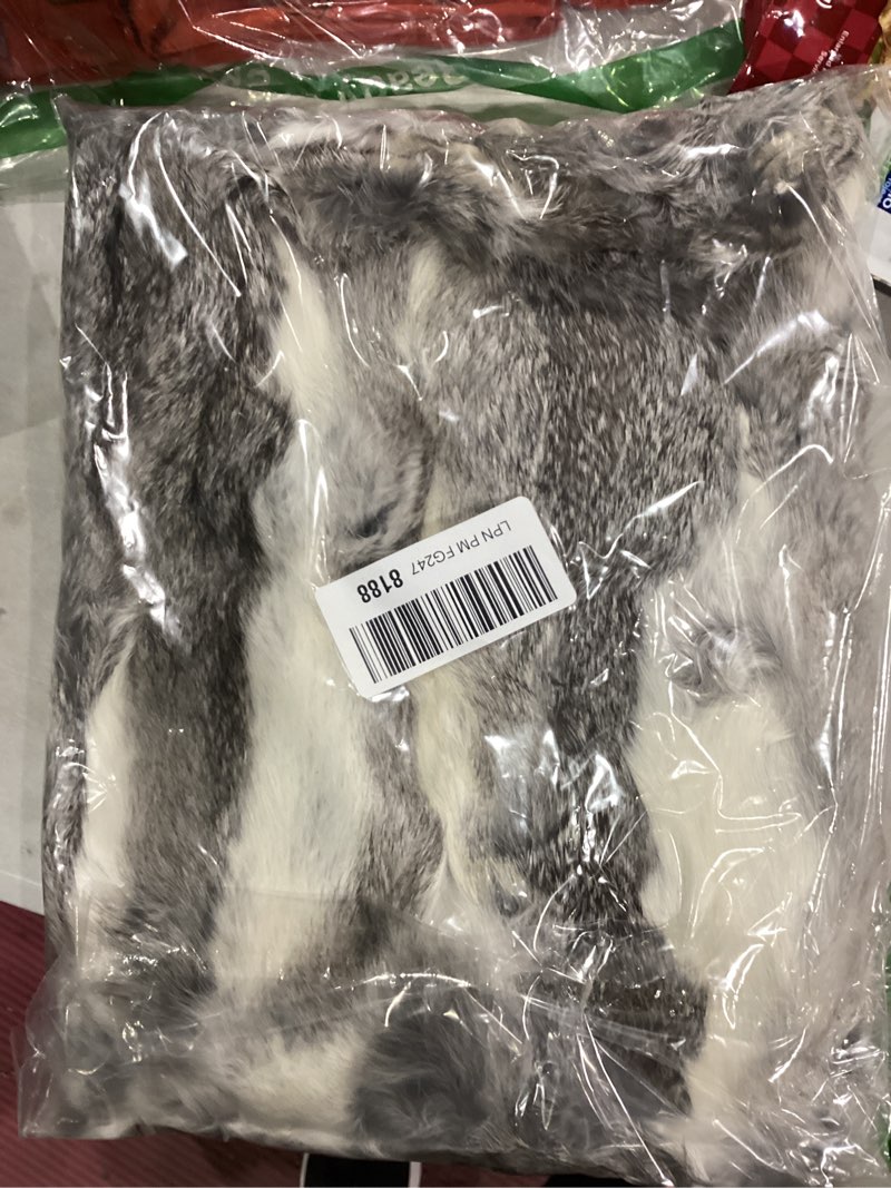 Condition photo showing Good Condition for MOOX Rabbit Fur Pillow Covers Set of 2 Fur Throw Lumbar Decorative Pillow Fuzzy Soft Fluffy Genuine Animal Skin 12"x20" Sofa Couch Bed Cover, Couch-Grey White Grey White 20" x 12" (Pack of 2)