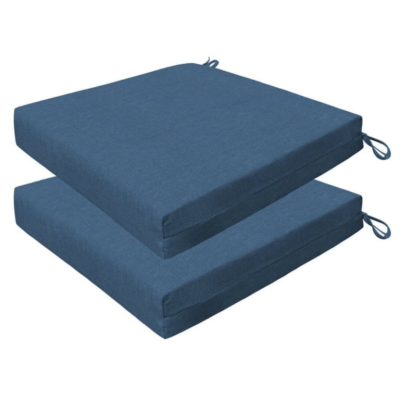 Textured Solid Pacific Blue Premium Dining Seat Cushion (2-Pack)