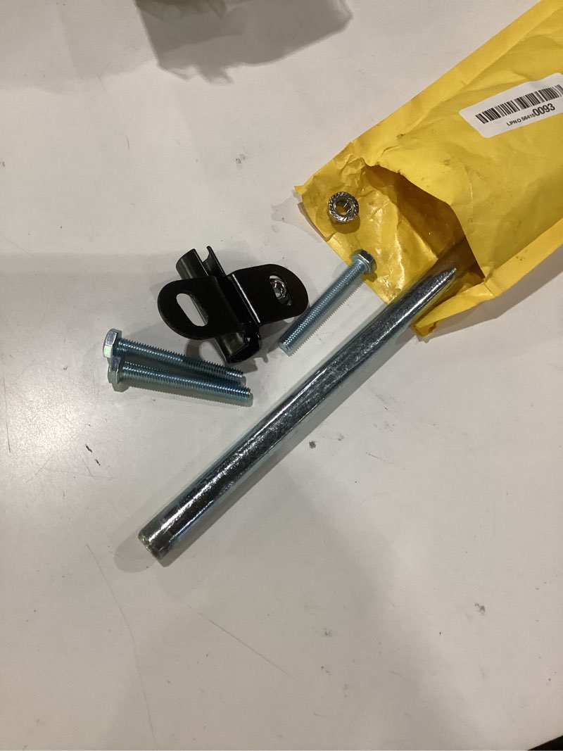 Condition photo showing As Is for heavy-duty wheelbarrow axle bracket set - 10" x 0.63" shaft and 2.1" x 3.3" brackets - compatible with 5/8" axles - includes bolts and nuts (1 set) 10 x 0.63" axle+brackets