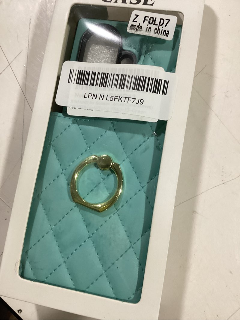 for samsung galaxy z fold 7 wallet case with ring, 4 card slots & cash clip - magnetic clasp closure, front tempered glass screen protector & reinforced frame protective cover.(green) green ring