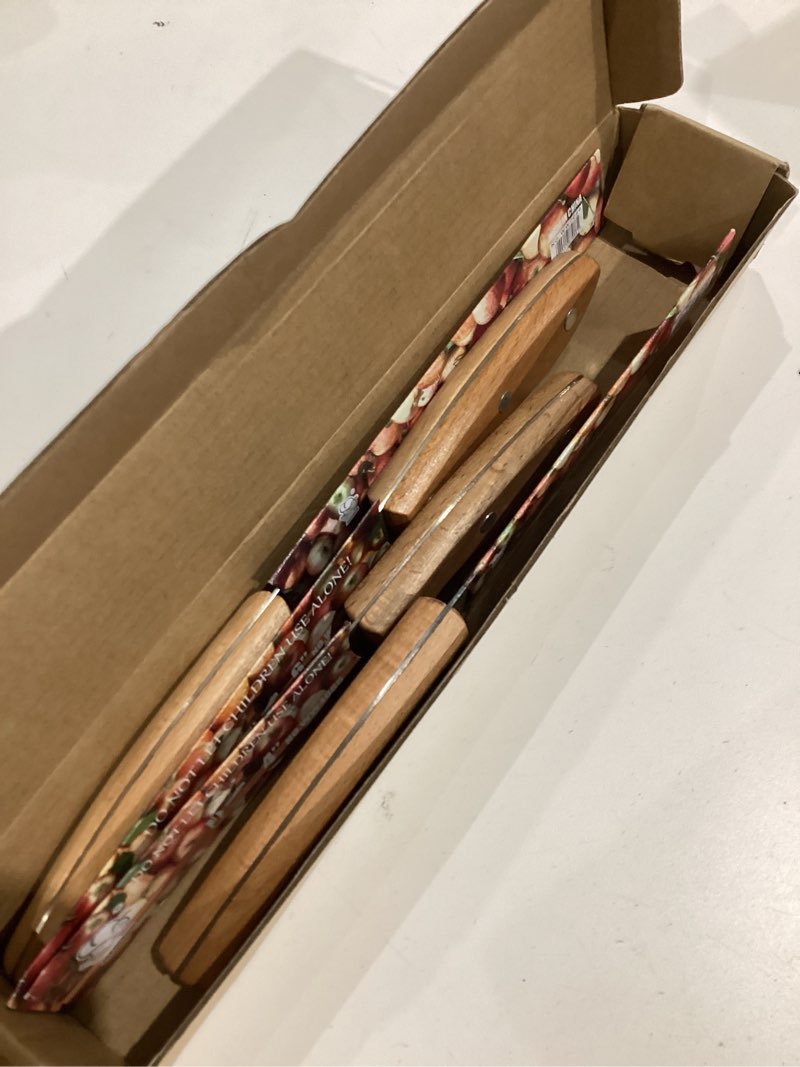 paring knife peeling fruit vegetable cutting meat slicing kitchen knives stainless steel ultra sharp blade wooden ergonomic handle 4 in 1 set