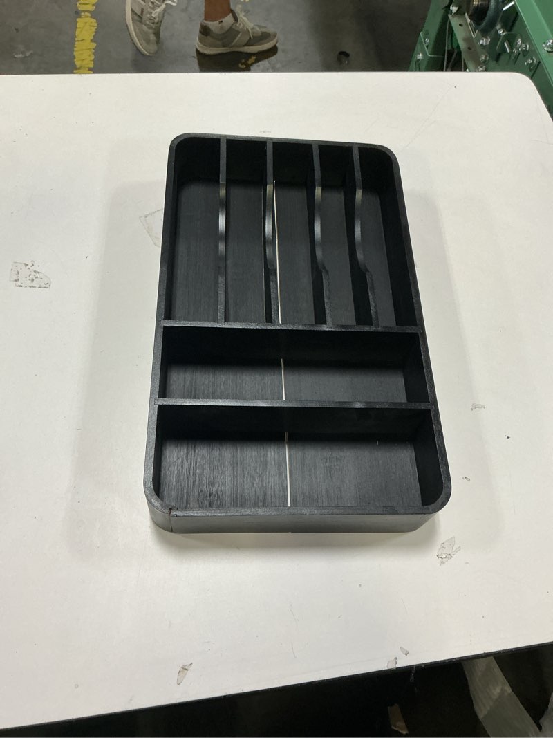 Condition photo showing As Is for SMIRLY Silverware Drawer Organizer – Bamboo Kitchen Drawer Organizer, Adjustable Utensil Holder and Cutlery Tray, Drawer Dividers for Flatware and Kitchen Utensils