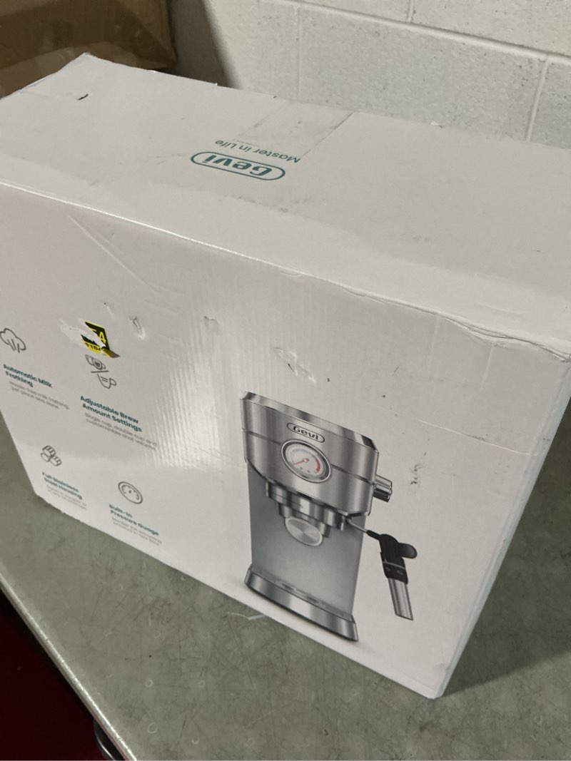 Condition photo showing As Is for gevi espresso expresso machine 20 bar with auto milk frother, professional espresso maker with steam wand, compact stainless steel cappuccino & latte machine, gift for coffee lover, home baristas