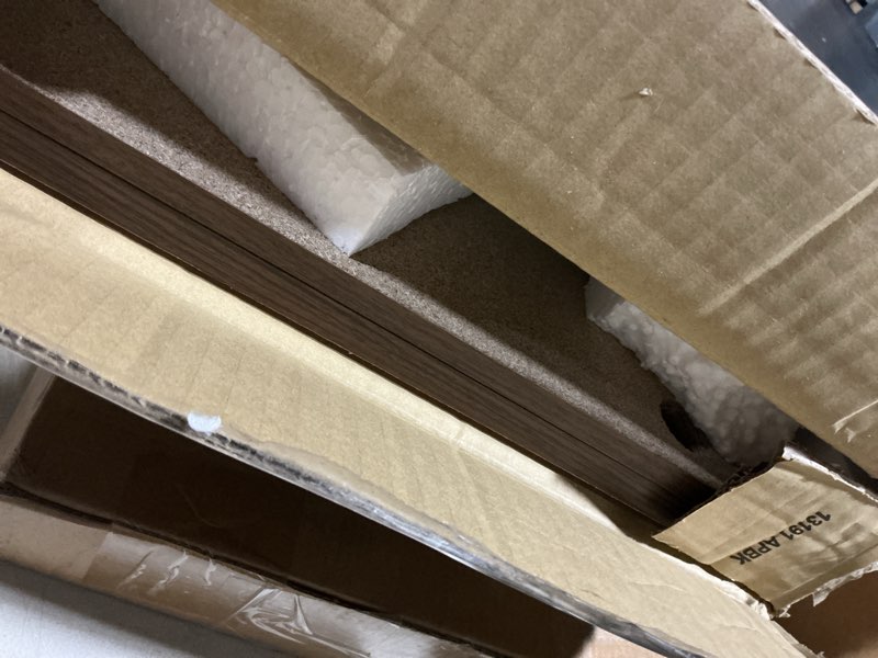 Condition photo showing As Is for furinno turn-n-tube tv riser stand, 2-tier small elevated no tools tv stand, tv console for tv up to 32 inch, 15.8 x 23.8 x 11, for living room, bedroom, amber pine amber pine/black small 23.8"(w)x11"(h)x15.8"(d)