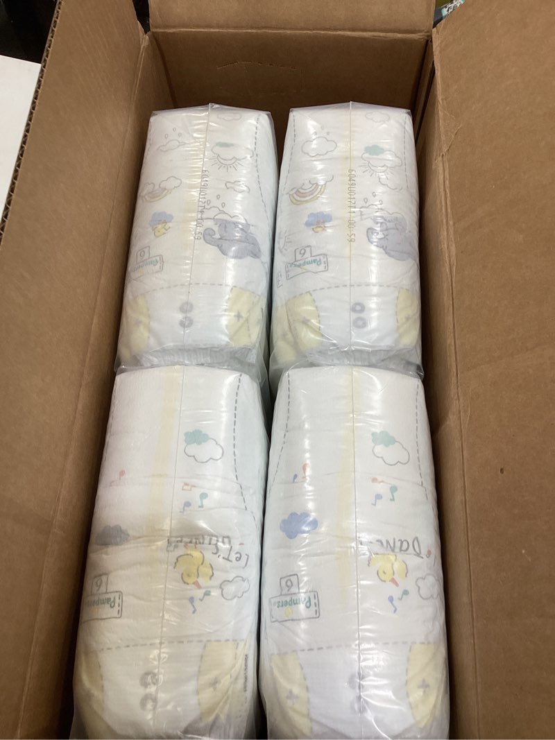 Condition photo showing New/Like New for pampers swaddlers diapers, size 6 (23-44 lbs), 108 count, absorbent, keeps baby dry and comfortable, skin safe disposable baby diaper (packaging may vary) size 6 108