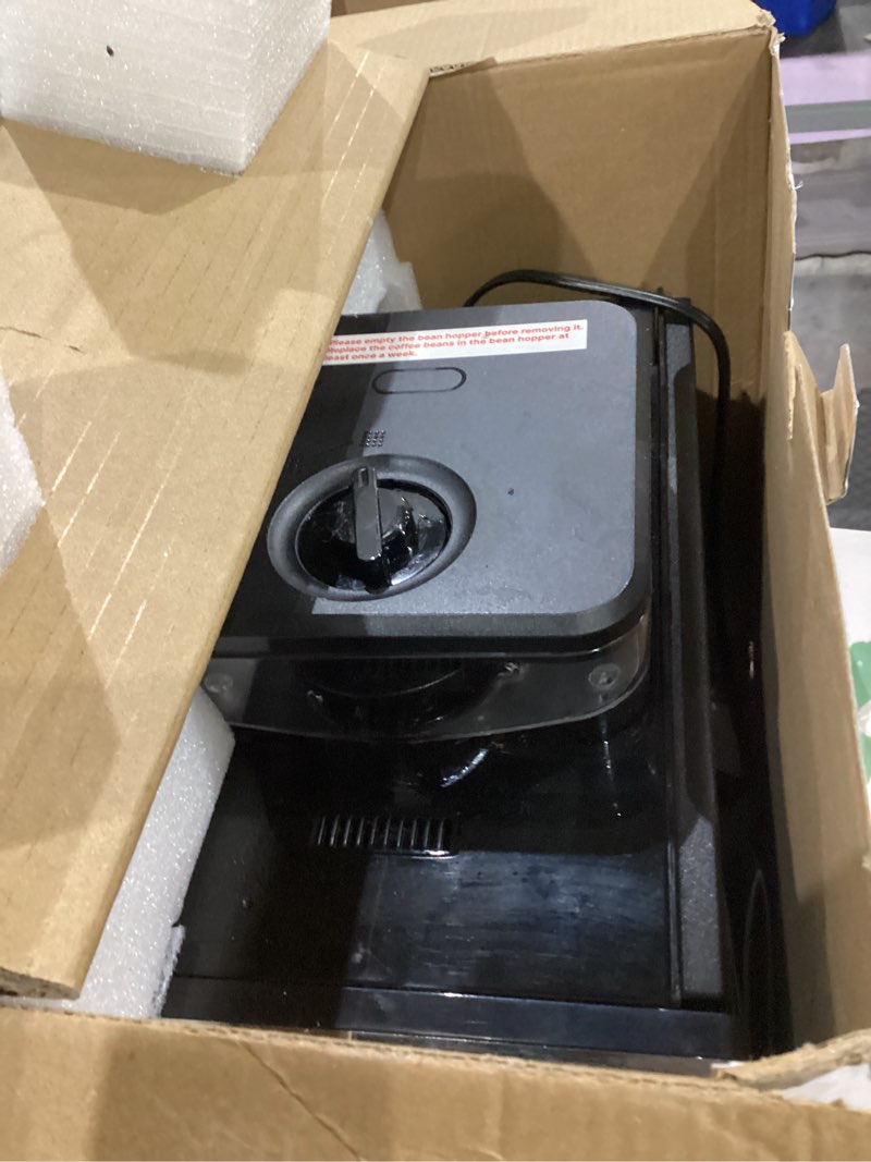 Condition photo showing As Is for Coffee Maker with Grinder, Programmable Hot and Cold Coffee Maker with 22 oz Glass Carafe, Fully Automatic Coffee Machine with Timer, Removable Filter, Black Americano Coffee Machine