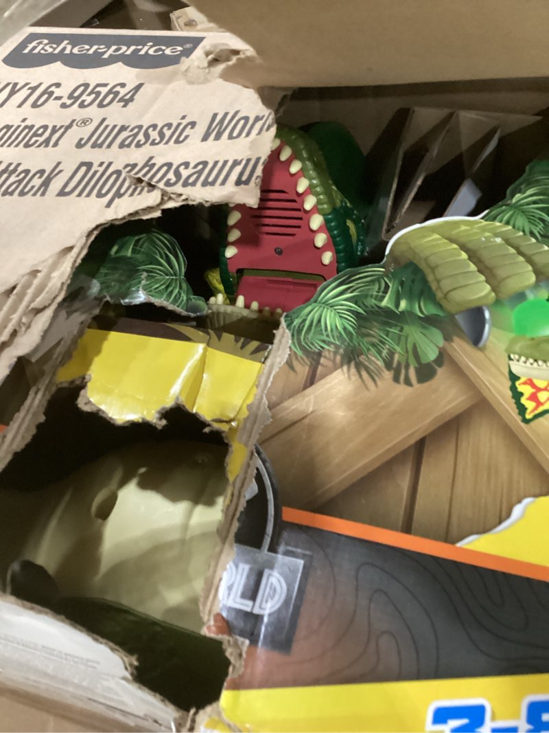 Condition photo showing As Is for fisher-price imaginext jurassic world dinosaur toy thrash attack dilophosaurus 16+ inch with lights & sounds for pretend play kids ages 3+ years