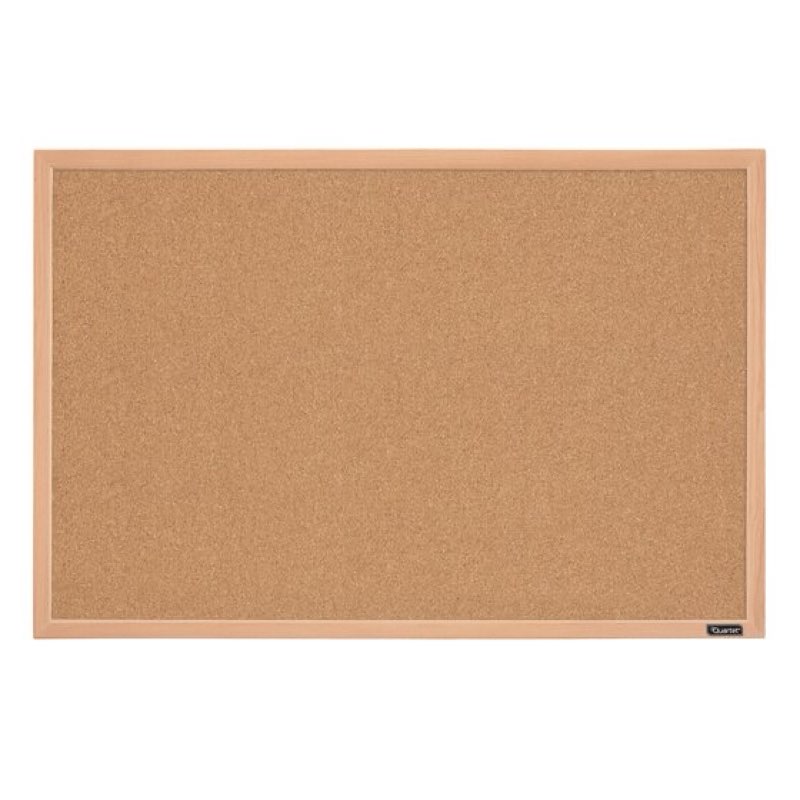 Quartet Cork Bulletin Board, 23" x 35", Oak Finish Frame 