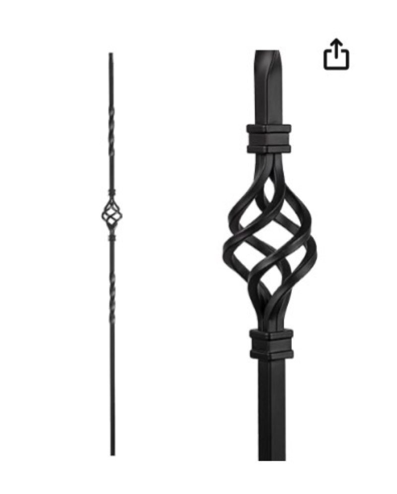 BLCGZHL Wrought Iron Balusters – (Box of 10) - Decorative Metal Balusters for Decks – Spiral Stair R