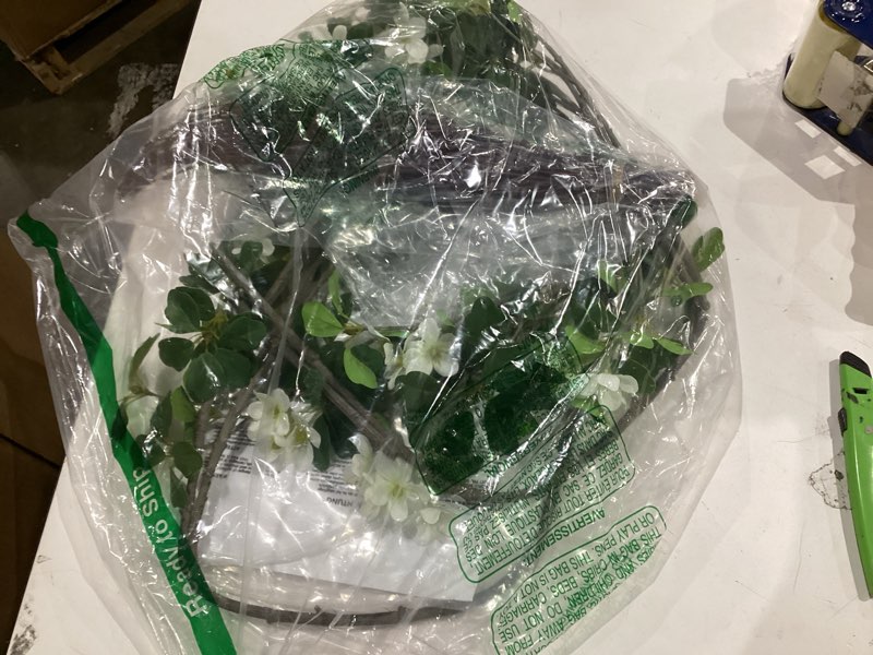 Condition photo showing As Is for heleze 3 pcs 43.3 inch artificial greenery stems fake branches with leaves for vase faux plants silk flowers for home decor indoor serenity blossoms white