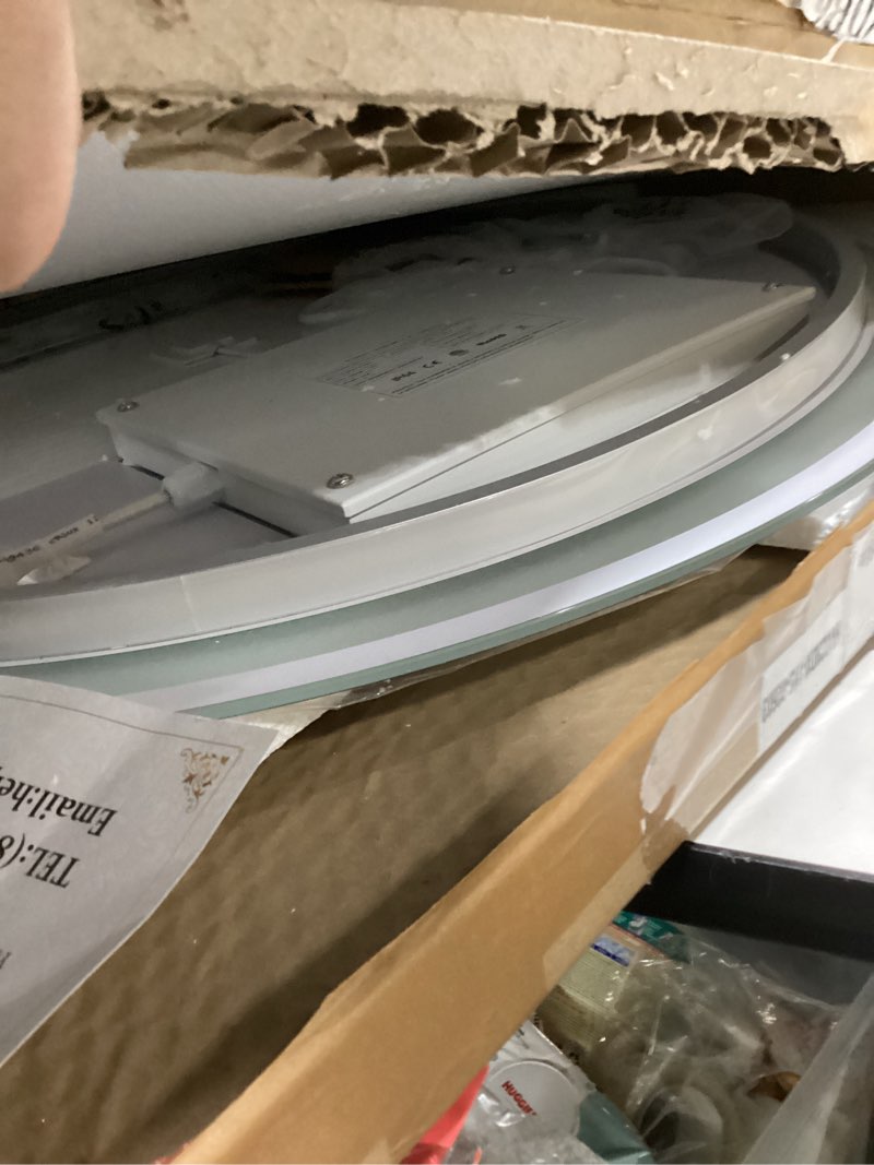 Condition photo showing Good Condition for Customer Reviews for HOMLUX 32 in. W x 32 in. H Round Frameless LED Light with 3-Color and Anti-Fog Wall Mounted Bathroom Vanity Mirror