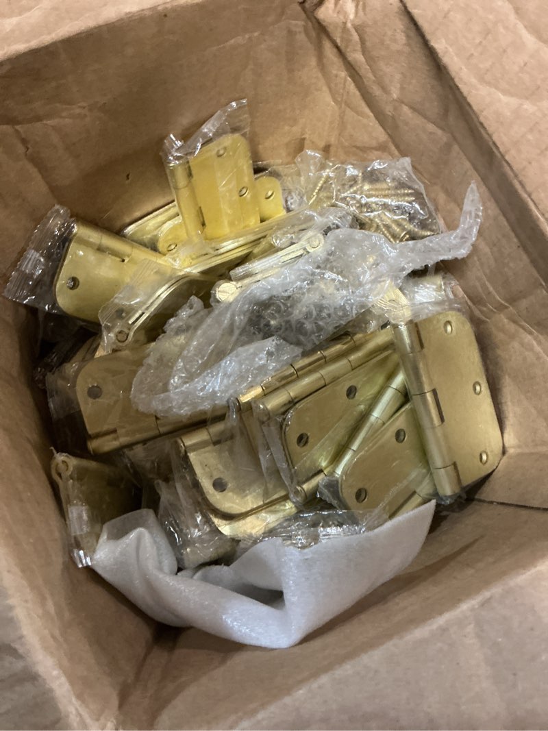 Condition photo showing Good Condition for Gold Door Hinges - 42 Pack Satin Brass Door Hinge 3.5 Inch Rounded Interior Door Hinge with 5/8" Radius - 3 1/2 Inches Brushed Brass Hinges for Residential Standard Doors