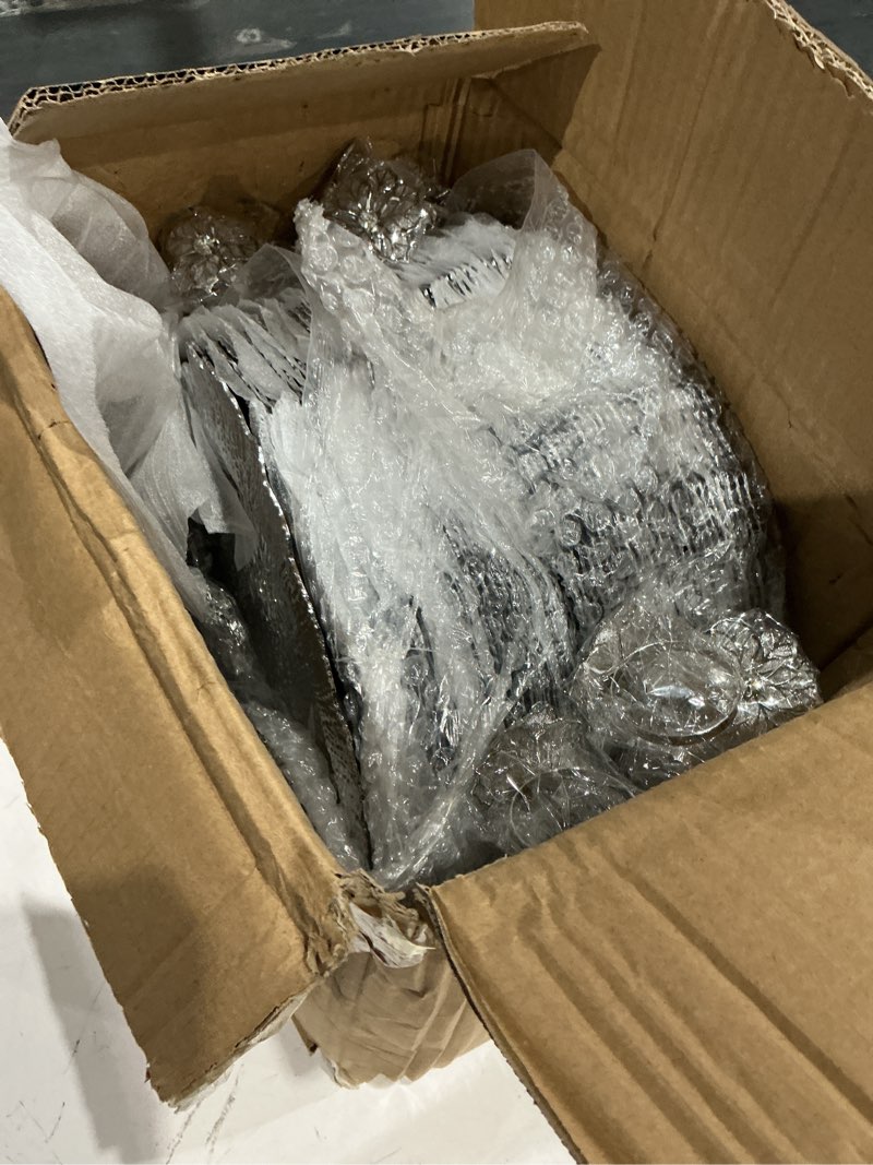 Condition photo showing Good Condition for dandat 100 pcs charger plate bulk 13'' floral reef plates with napkin ring 50 plastic dinner charger plate 50 flower napkin holder for table setting wedding party (silver)