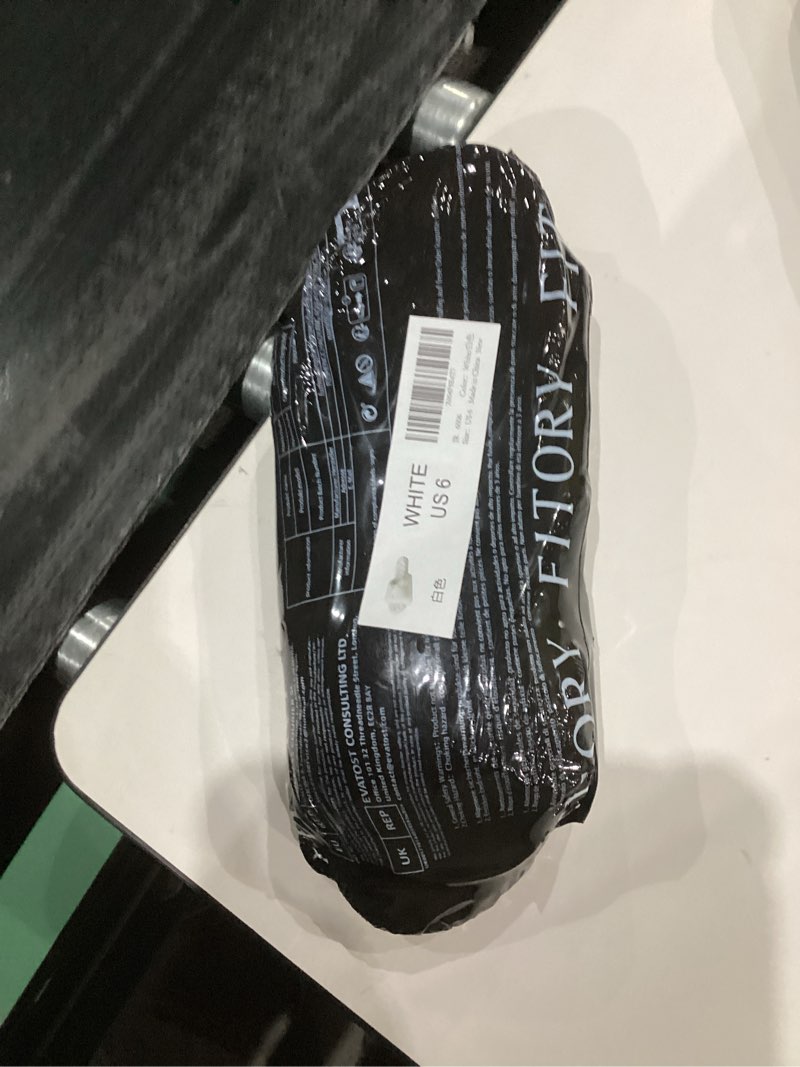 Condition photo showing New/Like New for FITORY Women’s Memory Foam Slippers, Cross Band Fuzzy House Shoes with Stylish and Comfy Open Toe for Indoor Outdoor Size 6-11 6 White