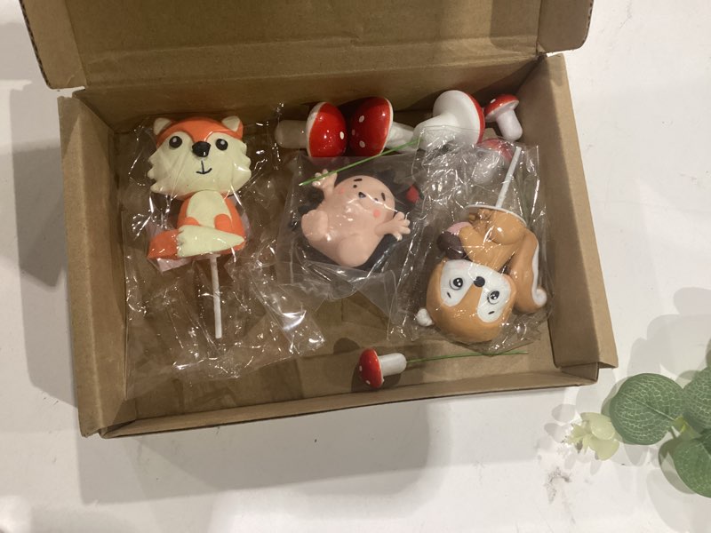 Condition photo showing New/Like New for laventy mushroom forest animal cake topper forest animal mushroom birthday decoration woodland 1st birthday cake decoration