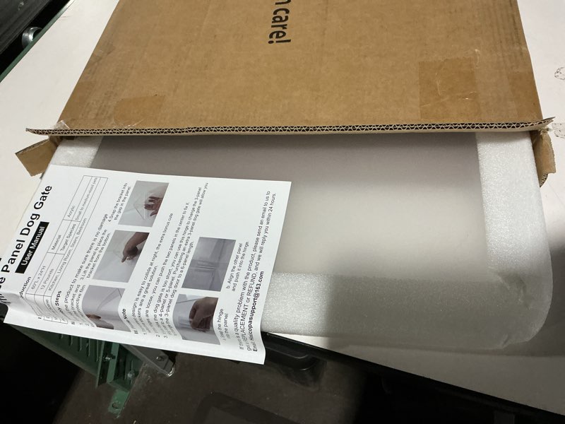 Condition photo showing Good Condition for Dog Gate, Clear Acrylic Pet Gate for Dogs, Free Standing Pet Gates for Doorways, Folding Freestanding Puppy Doggy Cat Fence Inside, Dog Barriers for Home 3 Panel 3-Panel