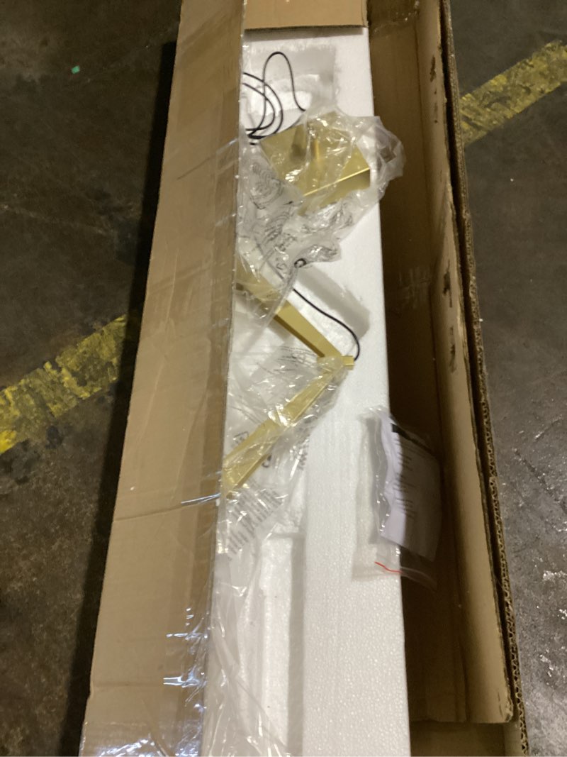 Condition photo showing As Is for (possibly used & missing parts)hard-wired picture light dimmable led picture lights for paintings 15.7\" inch brass metal body wall pictures with adjustable gold swing arm art display lamps 7w 3000k warm white book light